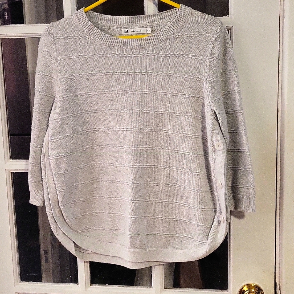 Reitmans women's knitted cotton sweater, light grey color, US XL